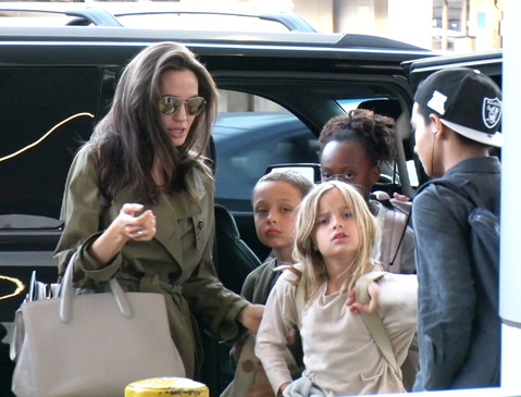Мать-героиня! Хрупкая Анджелина Джоли носит по две большие сумки сразу