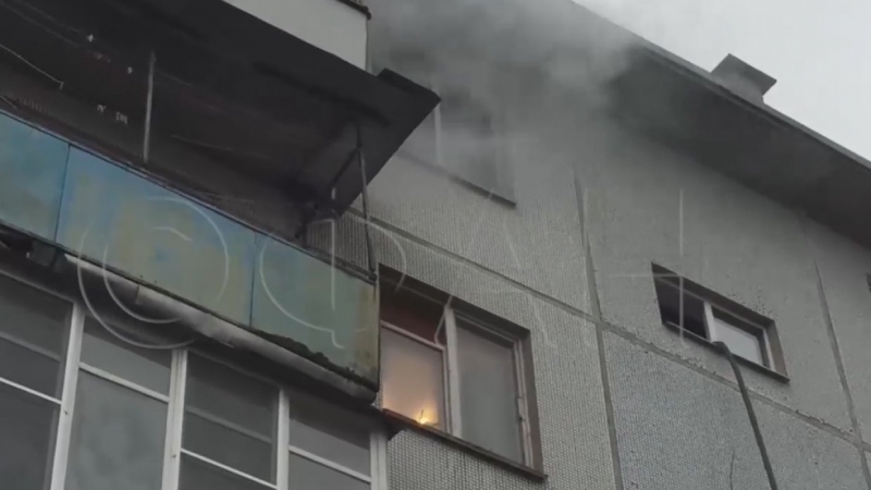 Квартира в жилом доме загорелась в Ленобласти: опубликовано видео